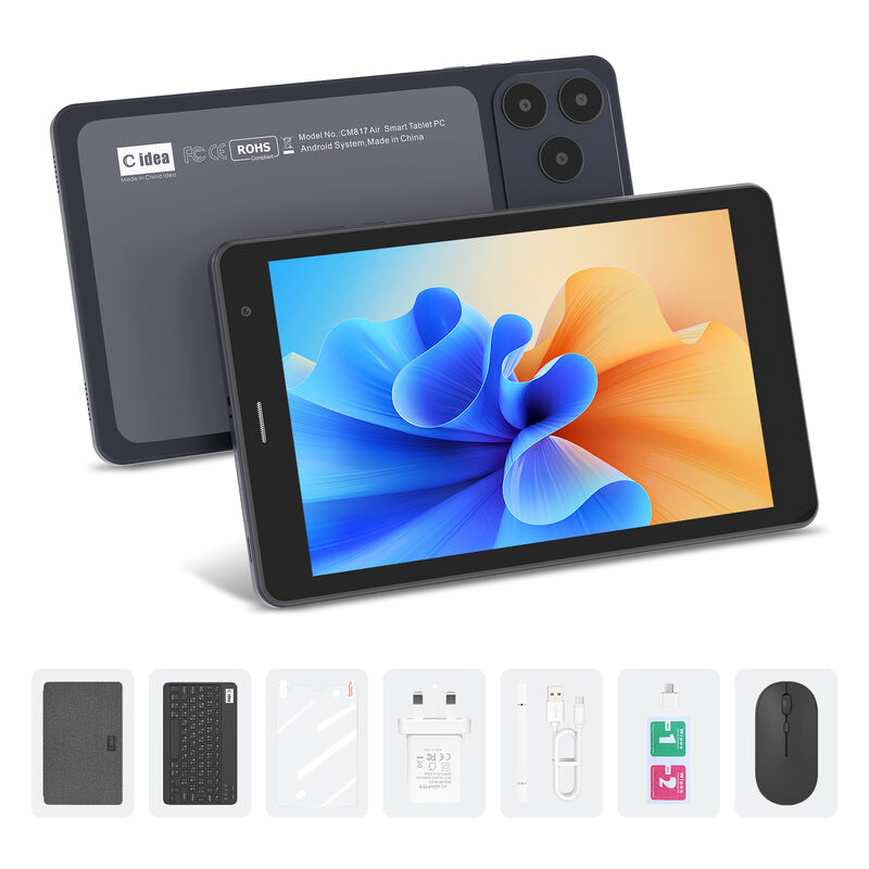 C idea 7 Zoll Wifi Tablet mit Hülle 8+256GB Speicher Quad-Core-Prozessor 600x1024 IPS Touchscreen CM517 air