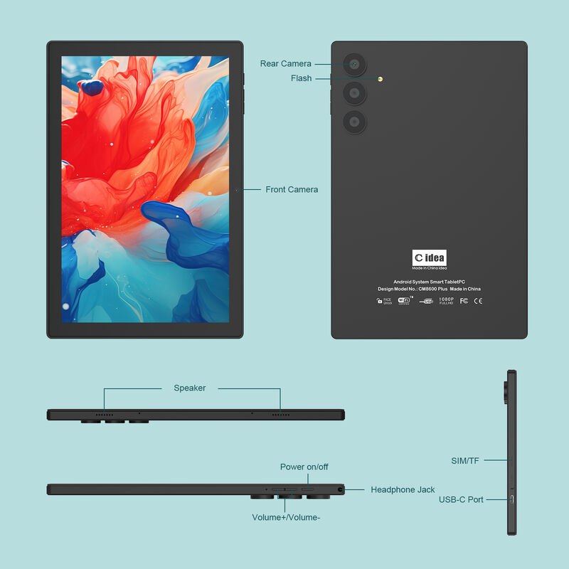 C Idea 10,1-Zoll-Tablet-PC, Dual-Kamera, WLAN, HD, kapazitive Bildschirmauflösung, 8 GB RAM, 1 TB ROM, für Unterhaltung und geschäftliche Nutzung (schwarz)