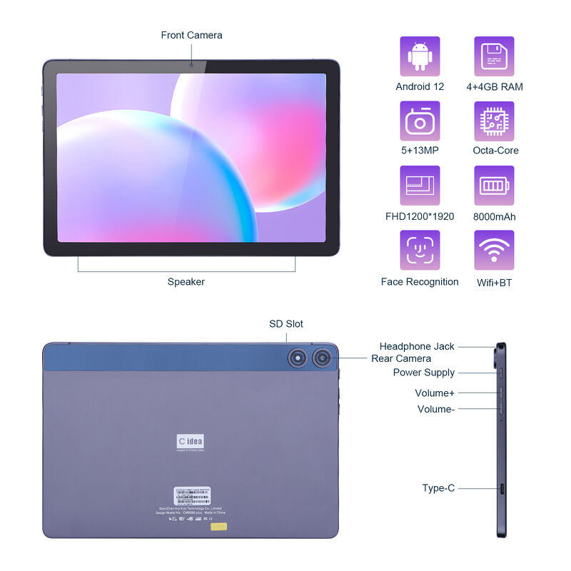 C Idea Android Tablet FHD 1200*1920 mit 6000mAh Batterie 10,1 Zoll Tablet PC P1250