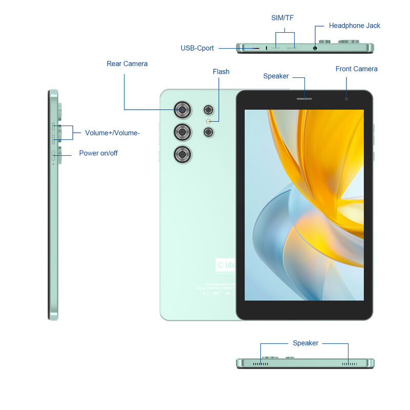 C Idea 8 Zoll WiFi Tablet mit Gehäuse 8+512 GB Speicher Octa Core Prozessor 1280x800 HD IPS Touchscreen CM826 Ultra Grün